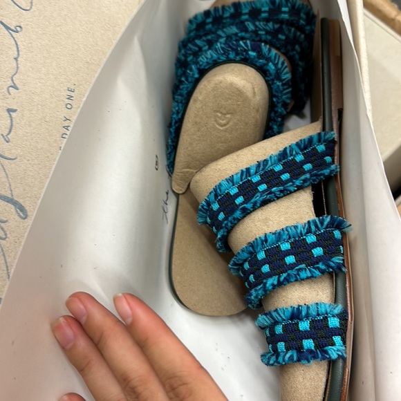 NWT Rothy’s Teal Blue Fringe Sandals - Picture 4 of 5